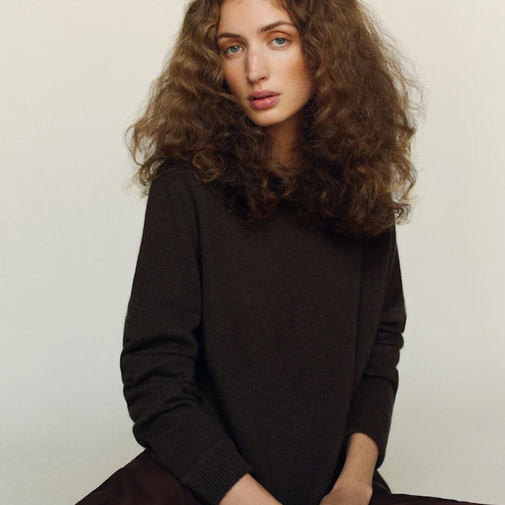 Reformation Cashmere Boyfriend Sweater in Mole (XS)